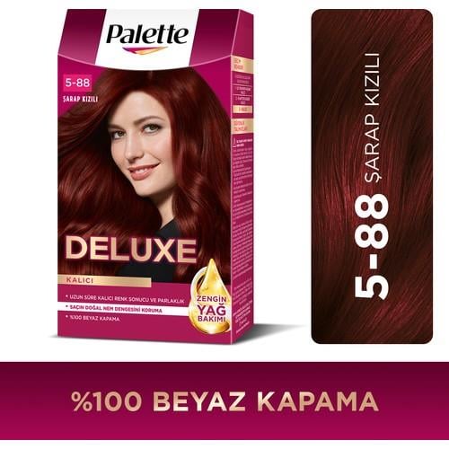 Palette Deluxe 5-88 Şarap Kızılı Zengin Yağ Bakımı Kit Saç Boyası Bakım Maskesi
