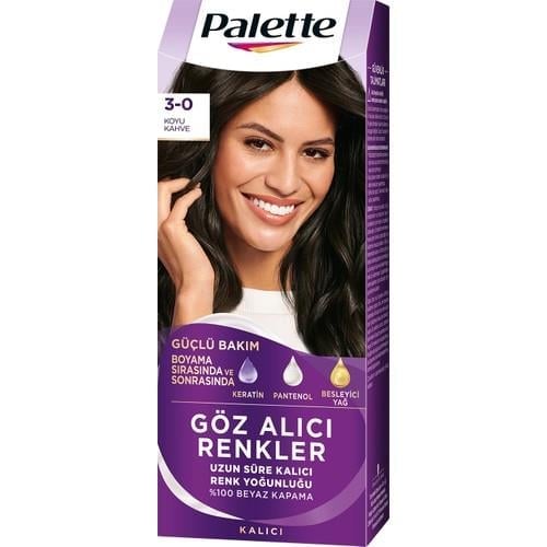 Palette Göz Alıcı Renkler 3-0 Koyu Kahve Pentanol & Besleyici Yağ İçeren Saç Boyası 115 ml