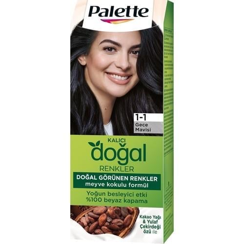Palette Kalıcı Doğal Renkler 1-1 Gece Mavisi Kakao Yağı Saç Boyası