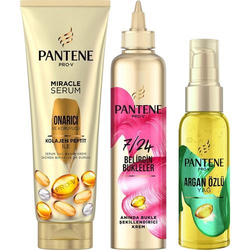 Pantene Argan Yağlı Saç Serumu 100mlx4+Bukle Şekillendirici 300mlx4+Onarıcı Koruyucu Saç Kremi 200mlx4