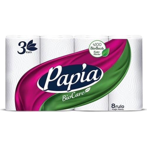 Papia Biocare Kağıt Havlu Üç Katlı 22.5 x 12.5 cm 75 Yaprak - 8 Adet