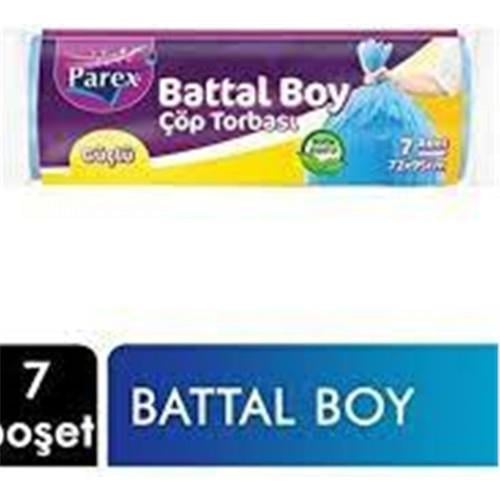 Parex Güçlü Çöp Poşeti Battal Boy 72x95 cm 7 Adet Mavi