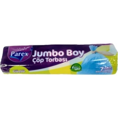 Parex Güçlü Çöp Poşeti Jumbo Boy 80 x 110 cm 7 Adet - Mavi