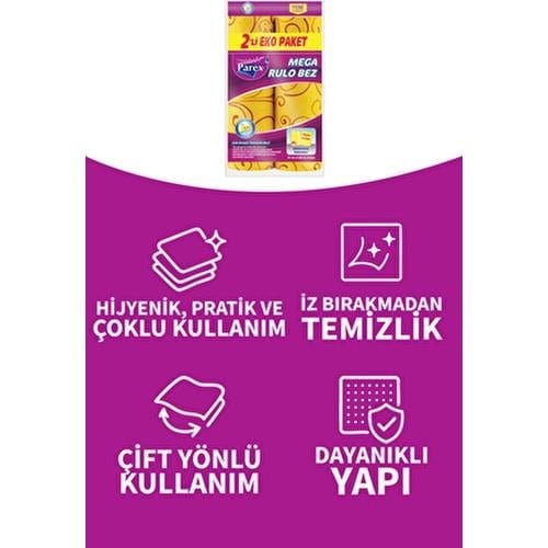 Parex Temizlik Bezi 2li Eko Paket Gümüş İyonlu Kokusuz Kullanım İçin Uygun