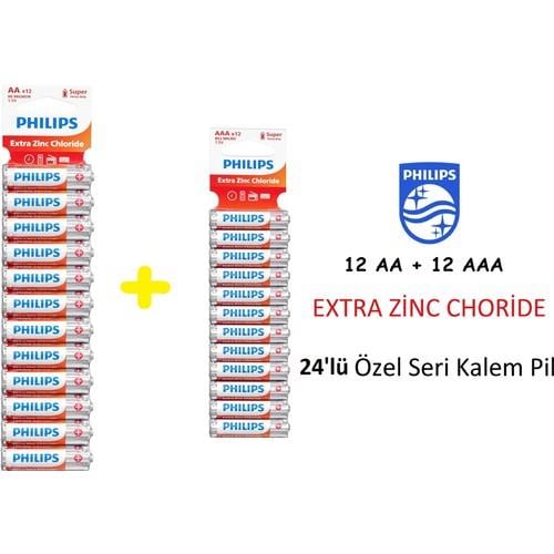 Philips 24lü Özel Pil Paketi Super Heavy Duty (12AA + 12AAA)
