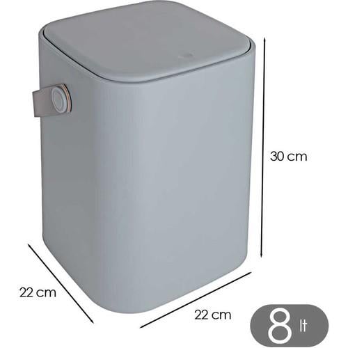 Porsima Tezgah Üstü Mutfak Çöp Kovası Tutma Kulplu Iç Kovalı Dokunmatik Kapak Çöp Kovası 8 Litre Antrasit