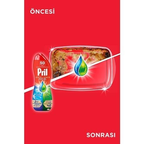 Pril Excellence Duo Jel Bulaşık Makinesi Deterjanı 900 ml 50 Yıkama Yağ Çözücü Ekstra Parlaklık