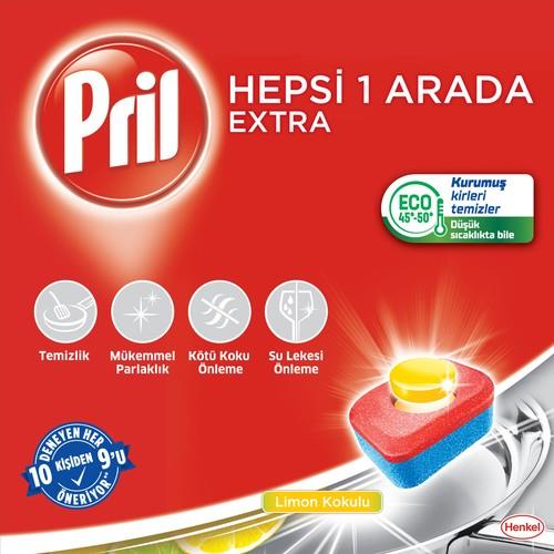 Pril Hepsi Bir Arada Extra 30 Yıkama Bulaşık Makinesi Deterjanı Tableti
