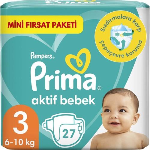 Prima Bebek Bezi Aktif Bebek 3 Beden 27 Adet İkiz Paket