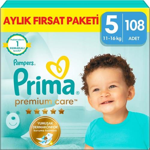 Prima Bebek Bezi Premium Care 5 Numara 108 Adet Aylık Fırsat Paketi