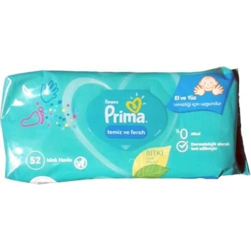 Prima Temiz Ve Ferah Islak Mendil 1 Paket 52 yaprak Islak Mendil