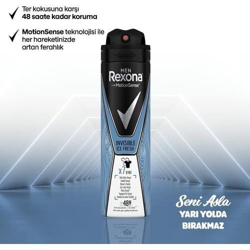 Rexona  Anti-Perspirant Sprey Deodorant Erkek  Invisible Ice Fresh Ter Kokusuna Karşı  150 ML