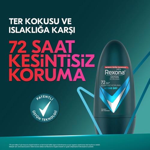 Rexona Üstün Koruma Erkek Roll On Deodorant Active Dry 72 Saat Kesintisiz Koruma 50 ml