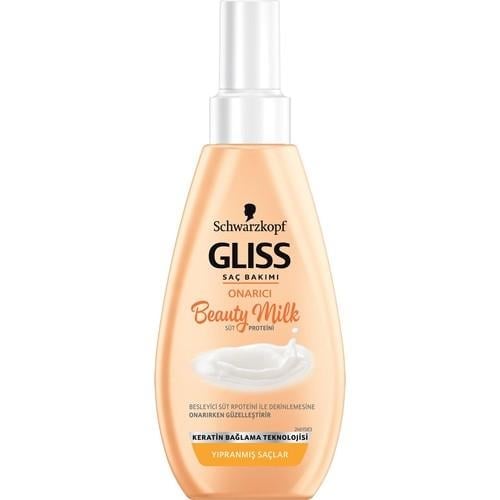 Schwarzkopf Gliss Beauty Milk-Onarici Saç Bakım Sütü 150 ml Çiçek Özlü, Sıvı İpek Teknolojisi ile - Kuru ve Mat Saçlar için Keratin Destekli