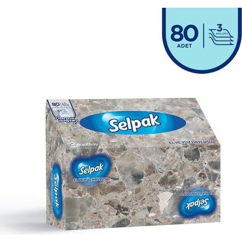 Selpak El ve Yüz Havlusu Kutulu Mermer Desen 80 Yaprak