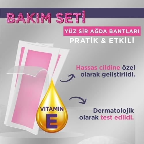 Sesu Premium Bakım Seti Tüy Sarartıcı Krem ve 8 Adet Yüz Sir Ağda Bandı ile Cilt Bakımı