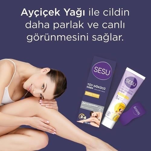 Sesu Tüy Dökücü Krem Normal Ciltler İçin 100 ml 24 Saat Nemlendirme Etkisiyle