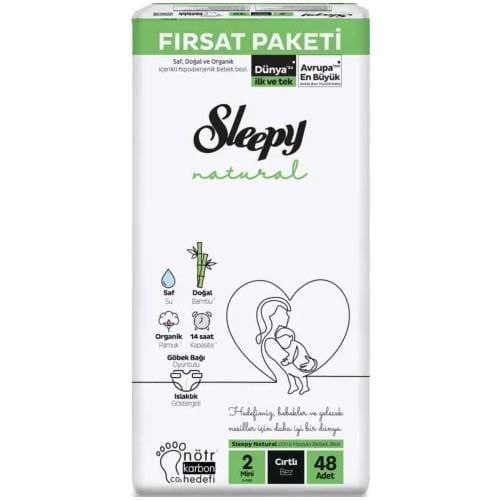 Sleepy Bebek Bezi Natural 2 Beden Mini 3-6 kg 48'li Fırsat Paket