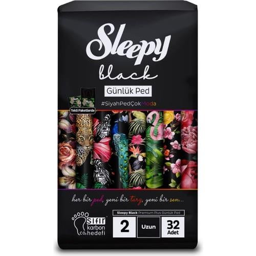 Sleepy Black Premium Plus Günlük Ped Uzun 32 Adet Ped