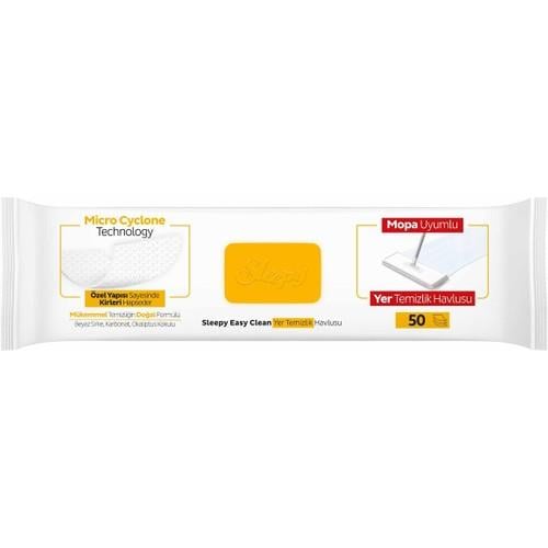 Sleepy Easy Clean Arap Sabunu Katkılı Mopa Uyumlu Yer Temizlik Havlusu&Mendili 50 Yaprak
