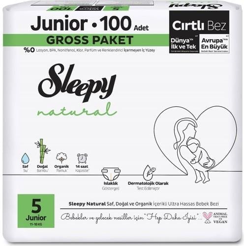 Sleepy Natural Gross Paket Bebek Bezi 5 Numara Junior 100 Adet