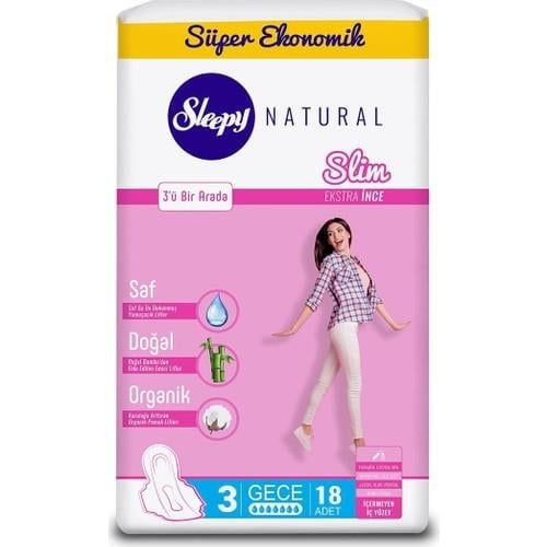 Sleepy Natural Slim Ekstra Ince Gece 18 Ped