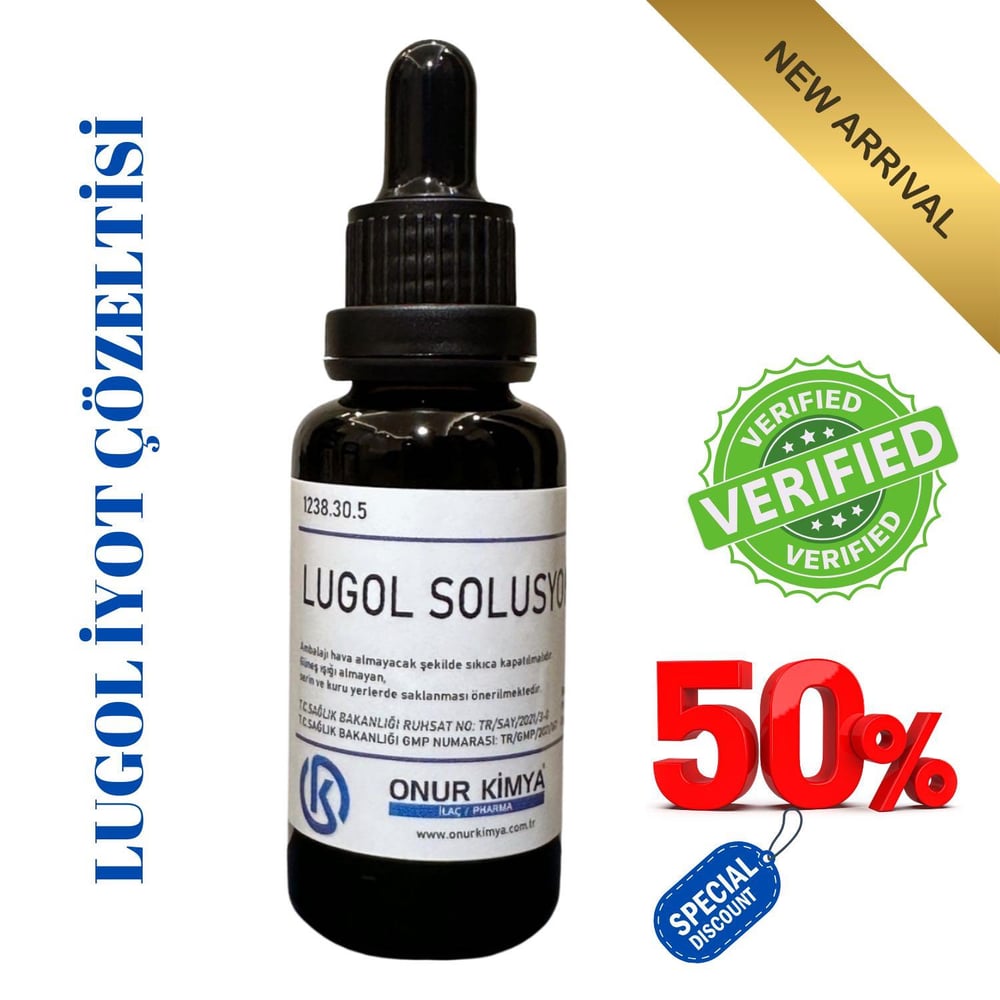 Tanıtım Özel ! Lugol Iyot Solüsyonu %2 Lik / 30 ml / Damlalıklı / Lugol Çözeltisi