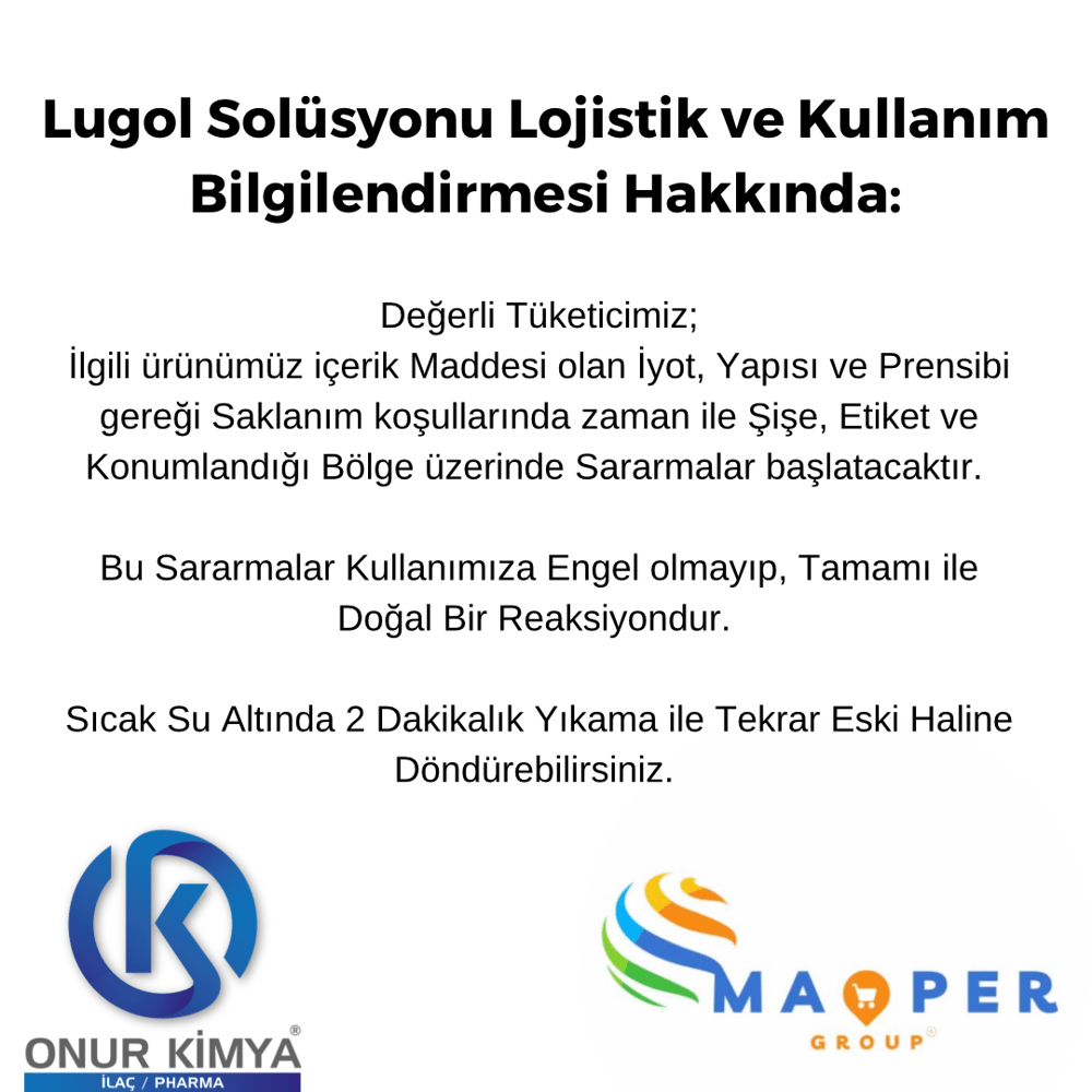 Tanıtım Özel ! Lugol Solüsyonu %5 Lik / 20 ml / Damlalıklı / iyot Çözeltisi