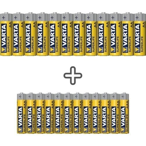 Varta Süperlife 24lü Özel Pil PAKETI(12AA+12AAA)