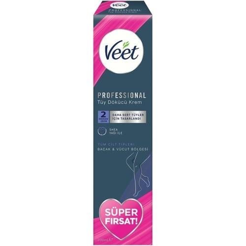 Veet Professional Shea Yağlı Sert Tüyler İçin Tüy Dökücü Krem 200 ml – Tüm Cilt Tiplerine Uygun Bacak ve Vücut Bakımı