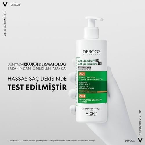 Vichy Dercos 2’si 1 Arada Kepek Karşıtı & Nemlendirici Şampuan 390ML