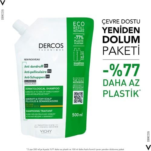 Vichy Dercos Bakım Şampuanı - Kuru Saçlar - Yeniden Dolum Paketi 500 ml