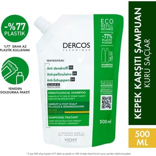 Vichy Dercos Bakım Şampuanı - Kuru Saçlar - Yeniden Dolum Paketi 500 ml