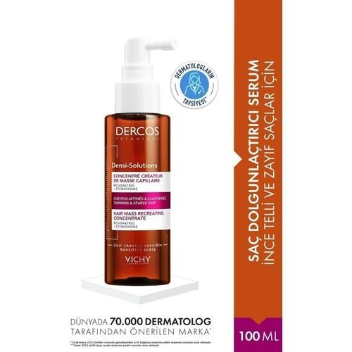 Vichy Dercos Densi-Solutions Güçlendirici ve Hacim Veren Saç Serumu 100 ml – İncelmiş Saçlar için Resveratrol ve Stemoxydine