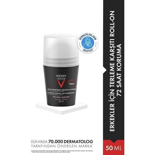Vichy Homme Fresh Roll-On Erkek Deodorant 50 ml – Hassas Ciltler İçin 72 Saat Ter ve Kokuya Karşı Koruma