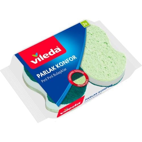 Vileda 2'li Parlak Konfor Oluklu Bulaşık Süngeri