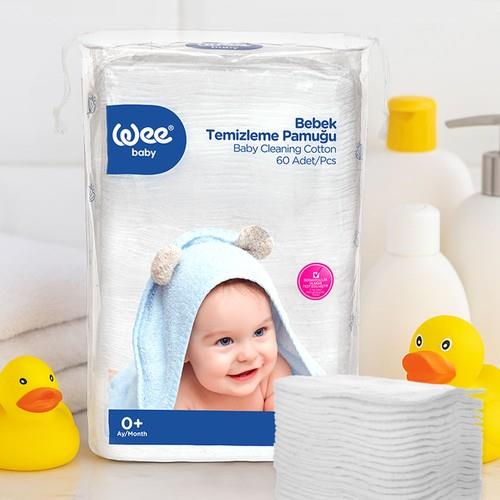 Wee Baby 60 Adet Bebek Temizleme Pamuğu Yumuşak ve Hassas Temizlik İçin Özel