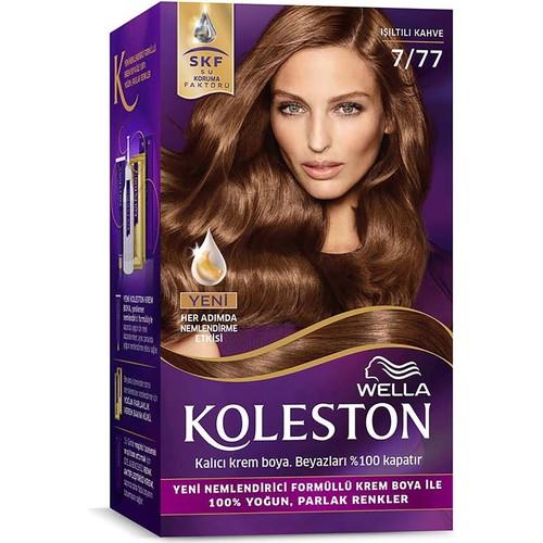 Wella Koleston Kit Saç Boyası 7/77 Işıltılı Kahve – Amonyaklı Kalıcı Renk, Canlandırıcı ve Besleyici Bakım