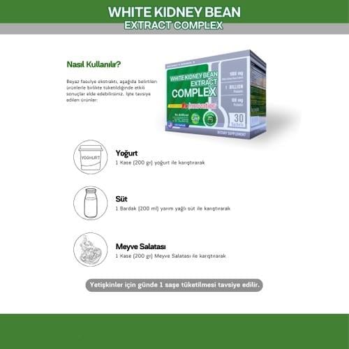 White Kidney Bean Extract Complex 30 Saşe Bitki Ekstreli Prebiyotik ve Probiyotik Takviye Gıda Yetişkin