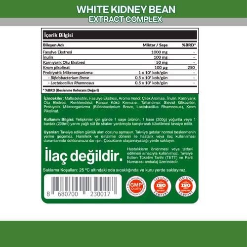 White Kidney Bean Extract Complex 30 Saşe Bitki Ekstreli Prebiyotik ve Probiyotik Takviye Gıda Yetişkin