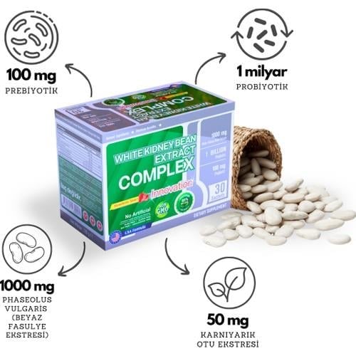 White Kidney Bean Extract Complex 30 Saşe Bitki Ekstreli Prebiyotik ve Probiyotik Takviye Gıda Yetişkin