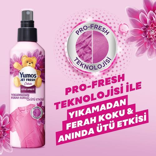 Yumoş Jet Fresh Giysi Spreyi Yıkamadan Ferah Koku ve Ütü Etkisi Orkide 200 ml