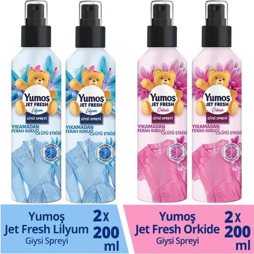 Yumoş Jet Fresh Orkide 2X200 ml + Jet Fresh Lilyum Giysi Spreyi 2X200 ml