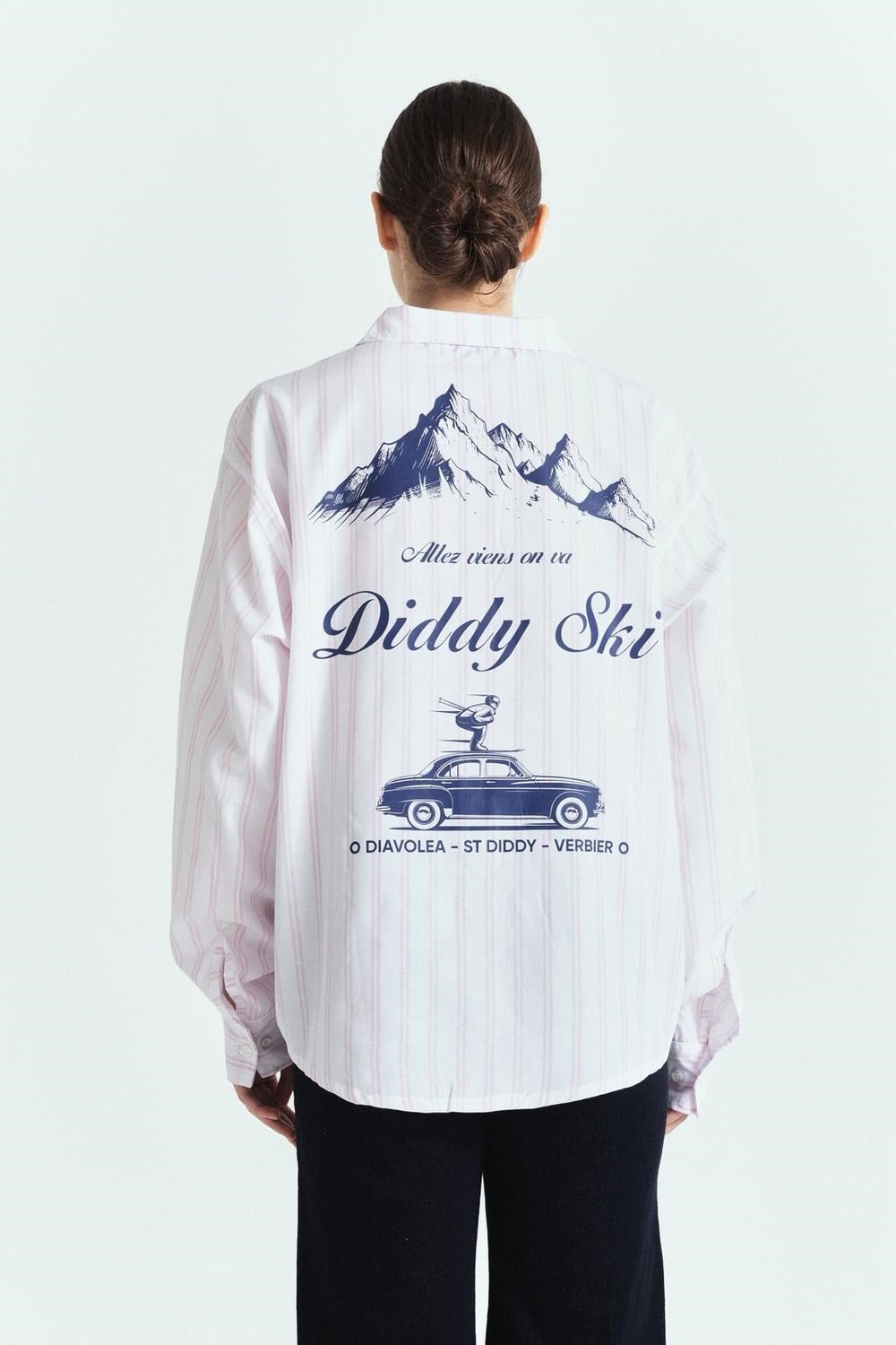 DDY SKİ PREMIUM BASKI OVERSİZE ÇİZGİLİ GÖMLEK