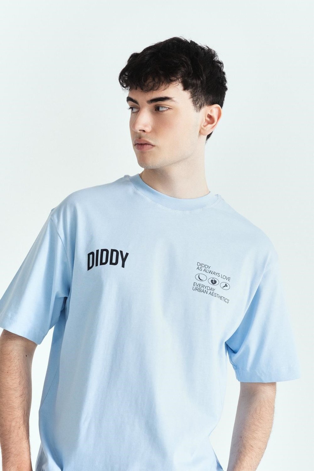 DIDDY AS ALWAYS BASKILI PREMIUM OVERSİZE TİŞÖRT MAVİ