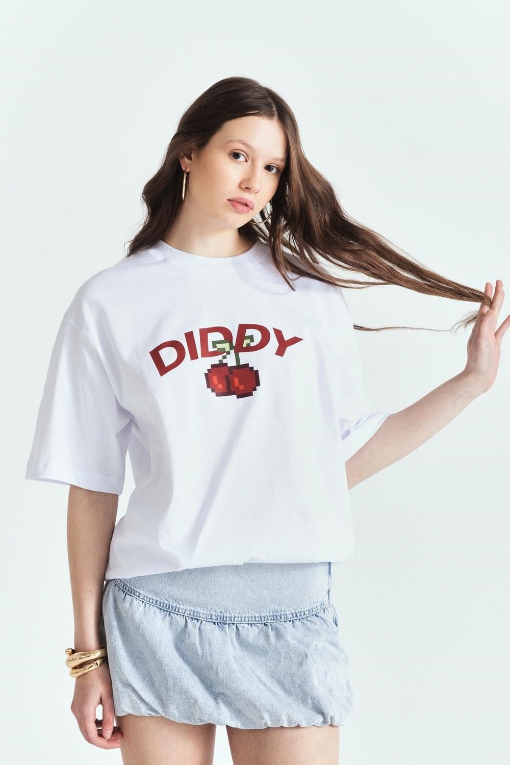 DIDDY CHERRY BASKILI PREMİUM OVERSİZE TSHIRT