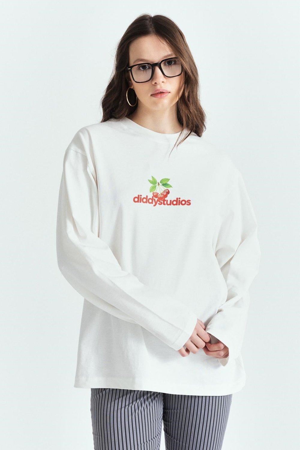 DİDDYSTUDİOS CHERRY BASKILI PREMİUM OVERSİZE LONG SLEEVE