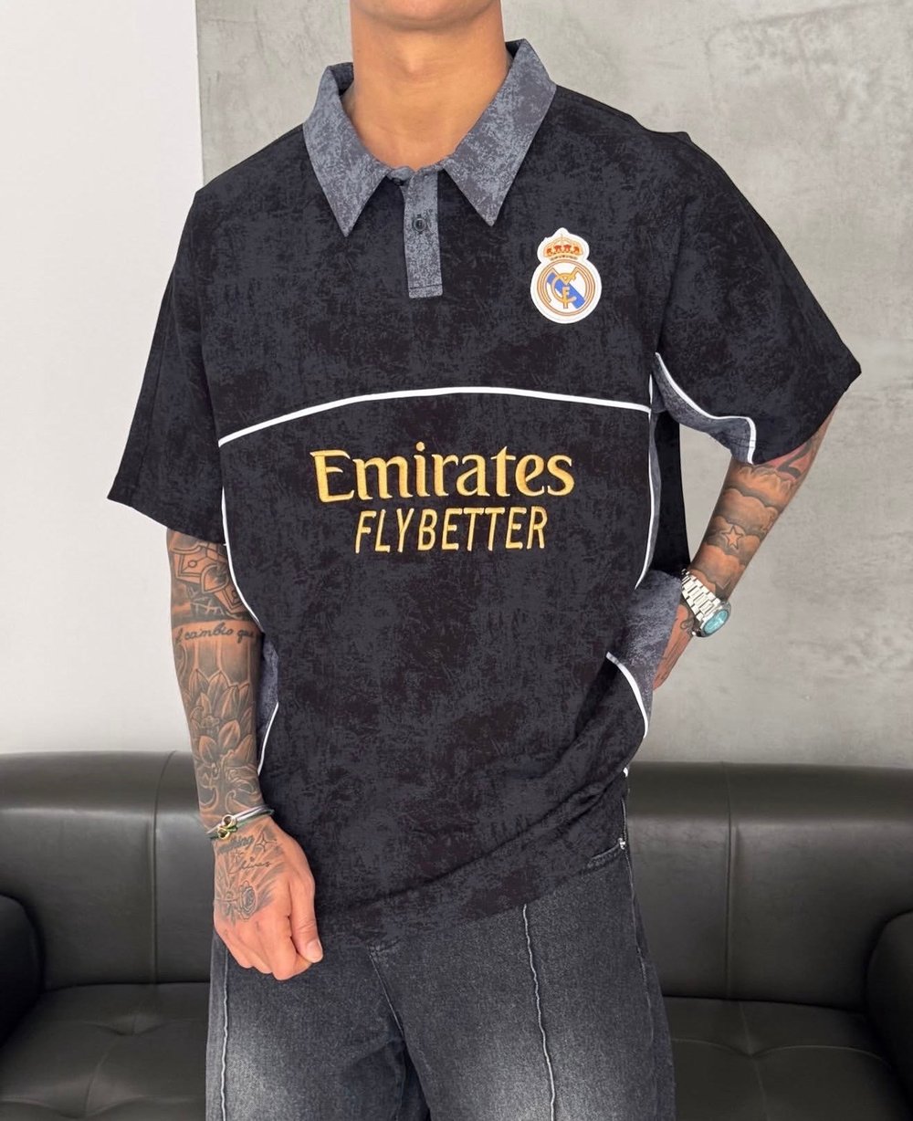 NAKIŞLI POLO YAKA OVERSİZE TSHİRT