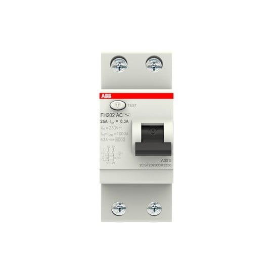 ABB SHFH2CSF202003R3250ABB SHFH 2CSF202003R3250 FH202 AC-25/0.3 1 FAZ 25A 300mA YANGIN KORUMA