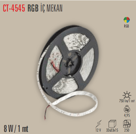 CATA CT-4545 RGB 60LED UC CIPLI SILIKONSUZ IC MEKAN SERIT LED